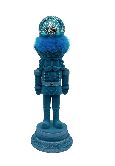 20" Hollywood Nutcrackers™ Battery Operated Musical Lighted Flocked Blue Nutcracker