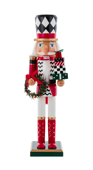 15" Red, White and Black Nutcracker