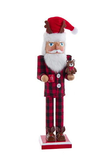 15" Santa With Red Pajamas Nutcracker