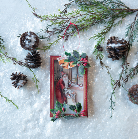 Vintage Santa Shadowbox Ornament