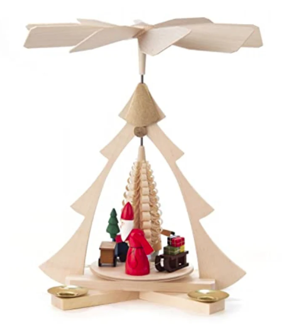 Santa with Sleigh of Gifts German Wood Pyramid