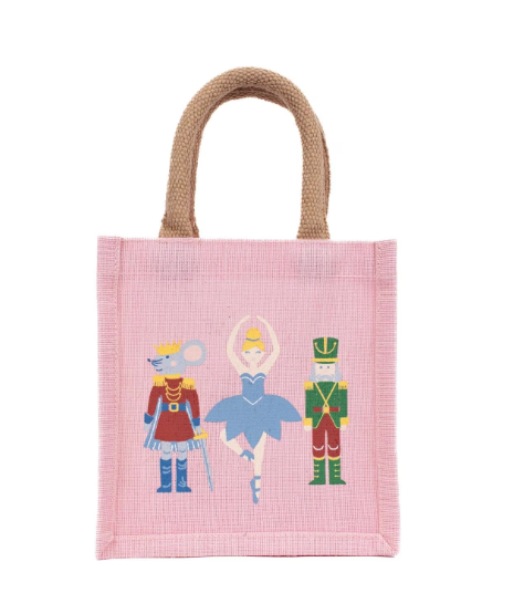 Nutcracker Waltz Juco Petite Gift Tote, light pink