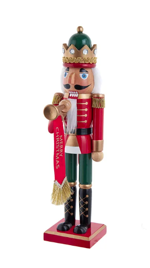 15" Red & Green With Horn Nutcracker