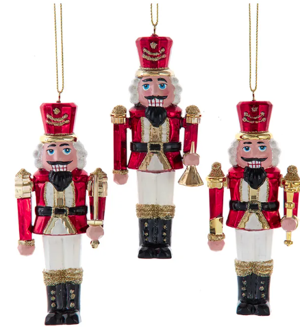 Red & Gold Nutcracker Ornaments, 3 Assorted