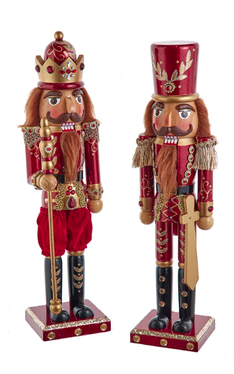 15" Gold & Burgundy Nutcrackers, 2 Assorted