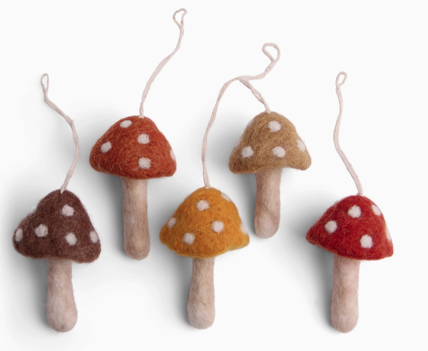 Set of 5 wool mushrooms bundle