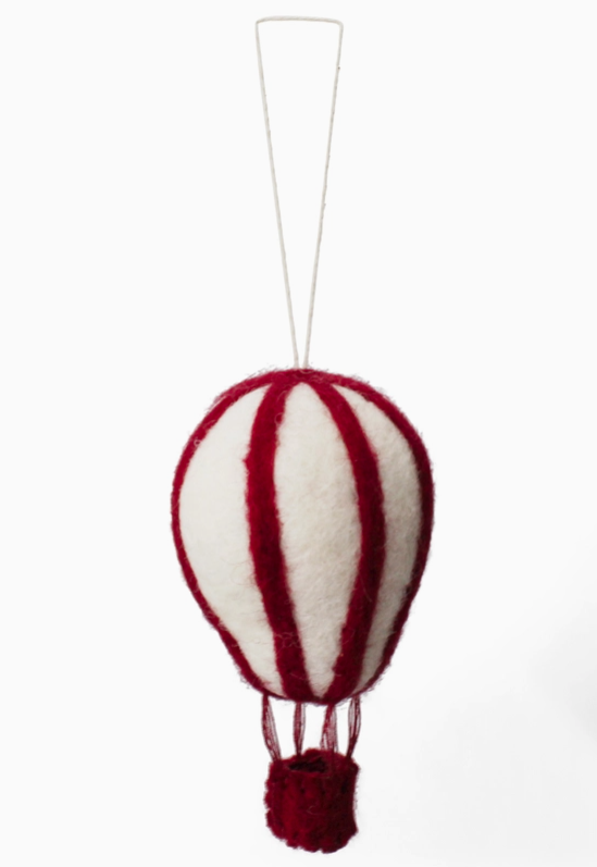 hot air balloon wool ornament