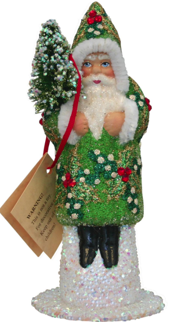 green beaded santa - german