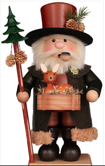 1-204 - Christian Ulbricht Smoker - Woodsman With Deer (Natural) - 14.5"H x 8.25"W x 7.5"D