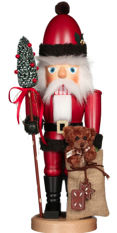 32-816 - Christian Ulbricht Nutcracker - Santa with Teddy - 17.75"H x 6.5"W x 5.5"D