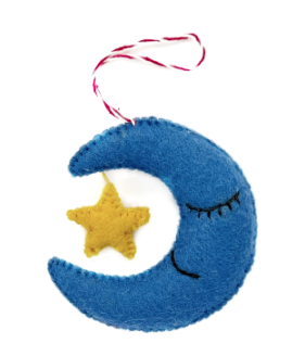 Moon and Star Felt Wool Ornament