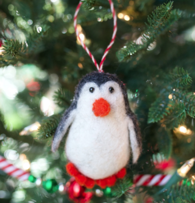 Penguin Ornament, Tufted Wool