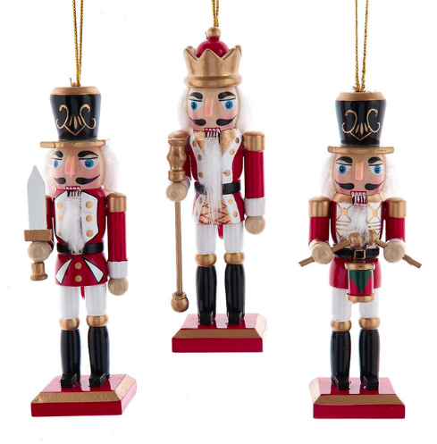 5“ Red & White King & Soldier Nutcracker Ornaments, 3 Assorted