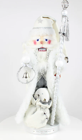 Cozy Silver Bell Santa German Nutcracker
