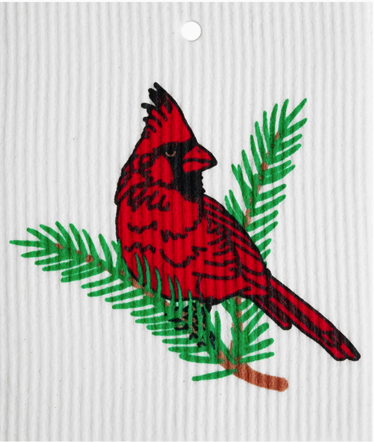 Swedish Wash Towel, Cardinal in Pine By Harry W. Smith