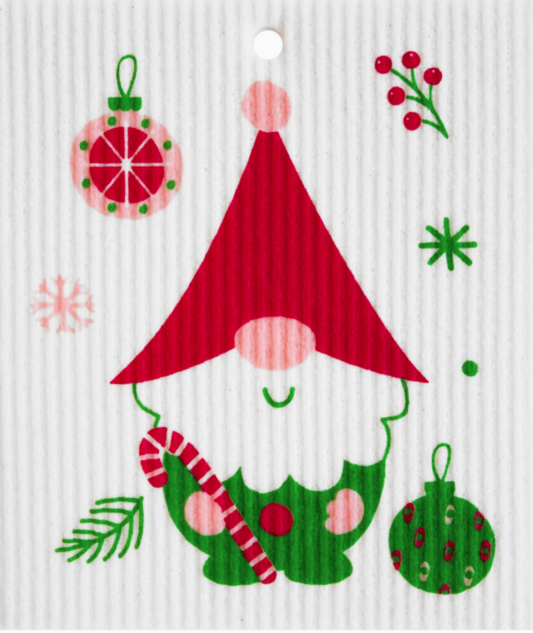 Swedish Wash Towel, Candy Cane Gnome