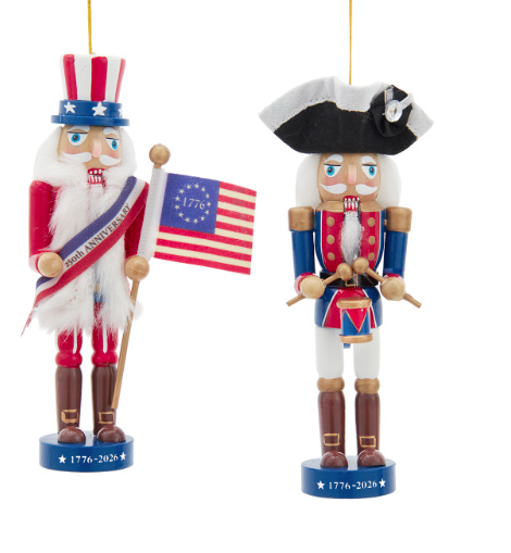 6" America 250th Nutcracker Ornaments, 2 Assorted