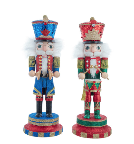 15" Soldier With Cymbals or Drums Nutcrackers, 2 Assorted
