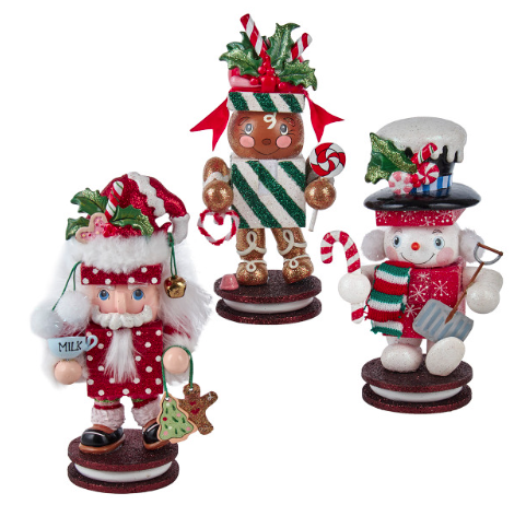 8" Santa, Gingerbread & Snowman Nutcrackers, 3 Assorted