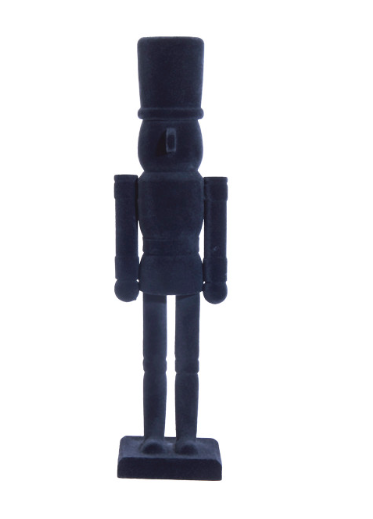 15" Flocked Black Nutcracker