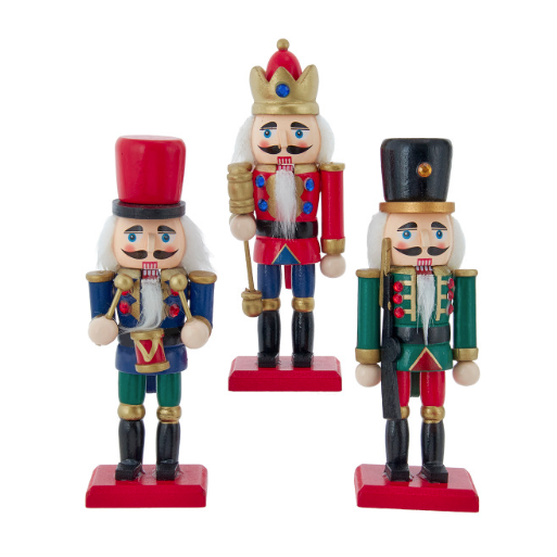 6" Red, Green & Blue Nutcrackers Set, 3-Pieces