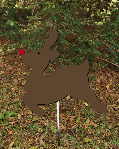 10" Small Reindeer Yard Stake - Outdoor Metal Art
