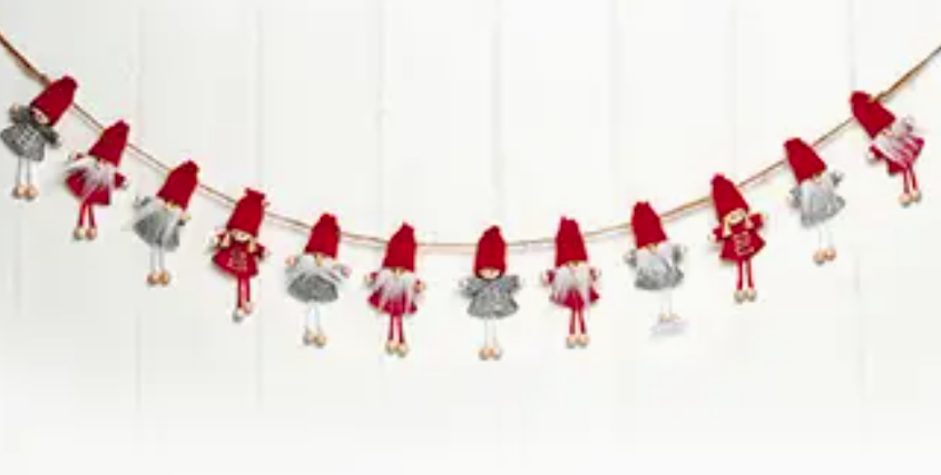 red & grey felt pixie garland