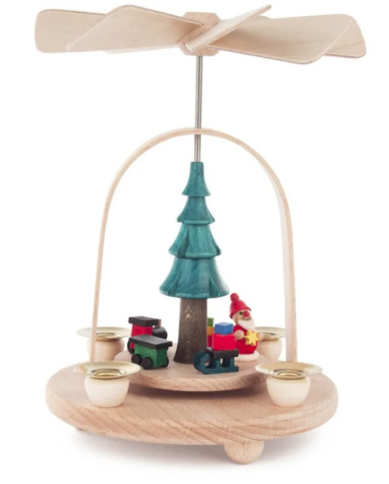 Pinnacle Peak Trading Santa Claus with Train German Wood Christmas Pyramid