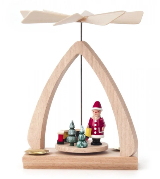 7" Pinnacle Peak Trading Santa with Train German Wood Christmas Pyramid
