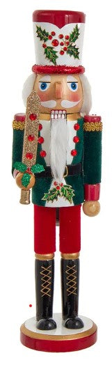 15" Wooden Holly & Berries Nutcracker