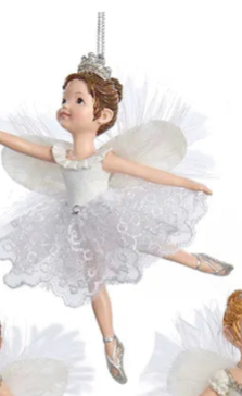 White and Silver Little Ballerina Ornaments