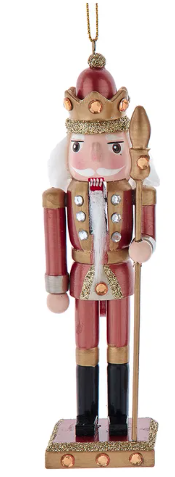 6" Wooden Teal, Desert Rose & Green Nutcracker Ornaments, 3 Assorted