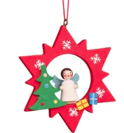 Assorted Red Stars with Snowman/Santa/Angel - German Ornaments