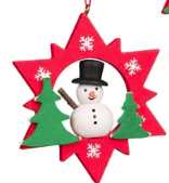Assorted Red Stars with Snowman/Santa/Angel - German Ornaments