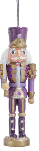6" Purple & Gold Nutcracker Ornaments, 3 Assorted