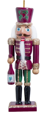 6" Burgundy Wine Nutcracker Ornaments, 2 Assorted