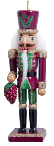 6" Burgundy Wine Nutcracker Ornaments, 2 Assorted