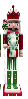 15" Red & Green Peppermint Nutcrackers, 2 Assorted