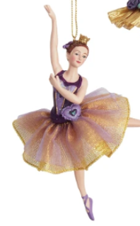 5.75" Purple & Gold Ballerina Ornaments, 3 Assorted
