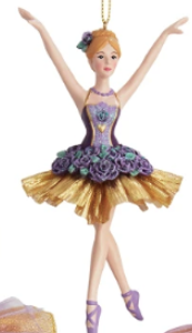 5.75" Purple & Gold Ballerina Ornaments, 3 Assorted