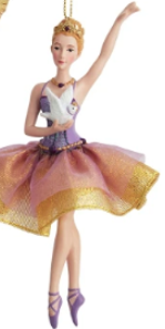 5.75" Purple & Gold Ballerina Ornaments, 3 Assorted