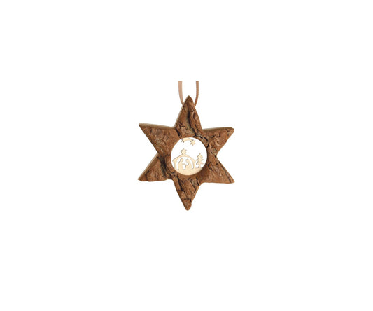 Small Wooden Star Ornament - Nativity