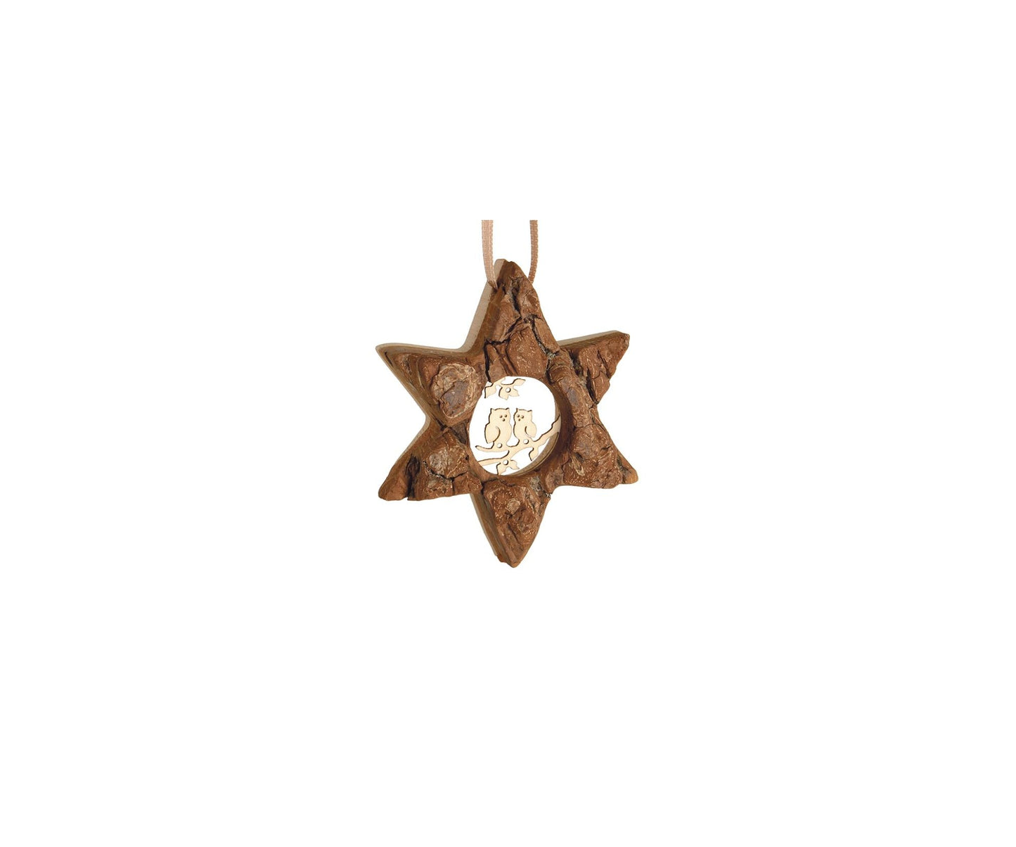 Small Wooden Star Ornament - Owls