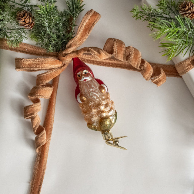 Santa pinecone clip-on ornament