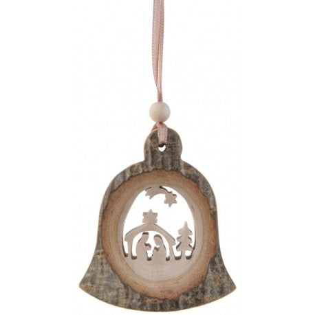 Large Woodcut Bell Ornament - Nativity