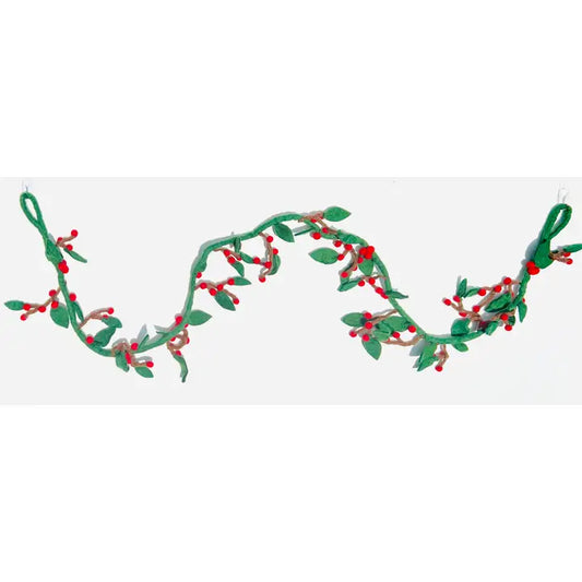 Felt Floral Garland, Leaf W Cherry