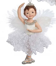 White and Silver Little Ballerina Ornaments