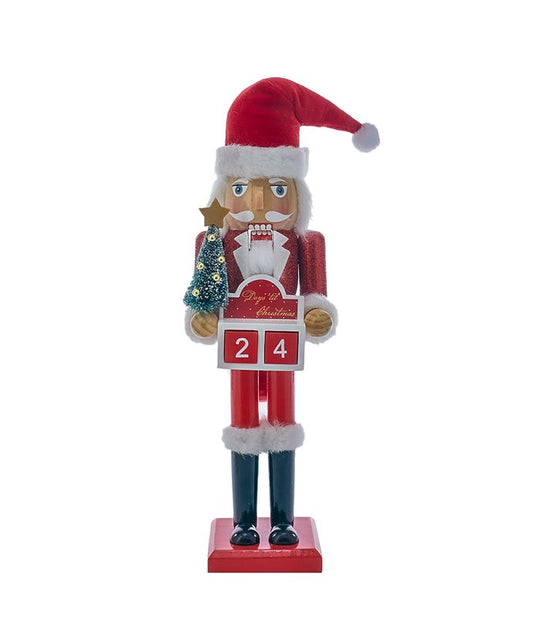 15" Wooden Santa Advent Calendar Nutcracker