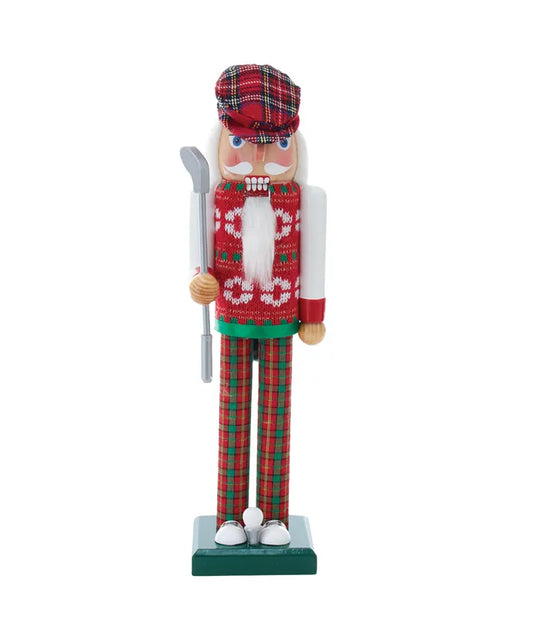 15" Red and Green Golfer Nutcracker