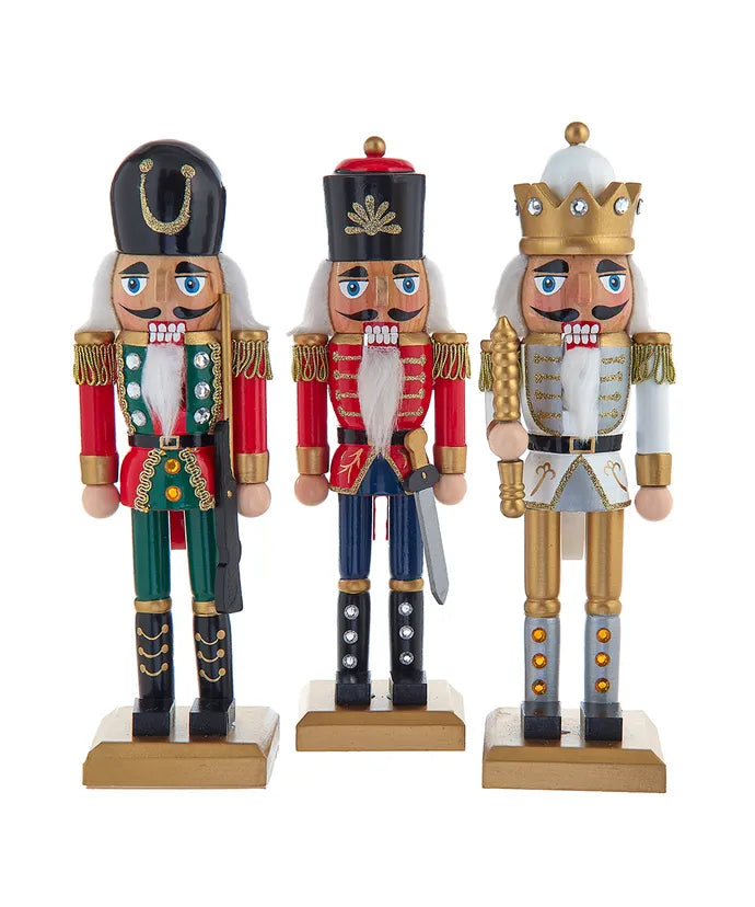 10" Red, Green & Gold Nutcrackers, 3 Assorted